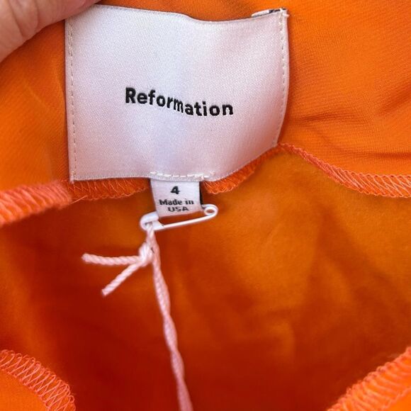 NWT Reformation Vivi Maxi Silk Cut Out Dress Citrus Orange Size 4 - Picture 8 of 11